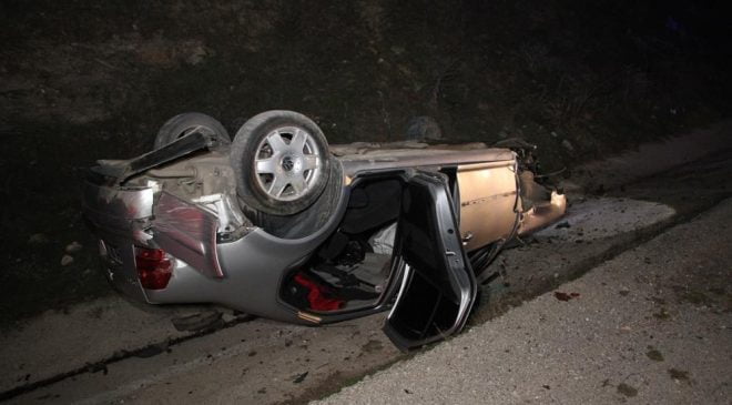 Kula’da kaza | Takla atan aracın sürücüsü 238 promil alkollü çıktı